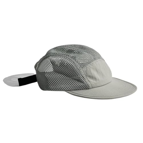 FASHIXD Mesh 5 Panel Runner Hat for Men Flat Brim Quick Dry Running Hat - color: Light Gray