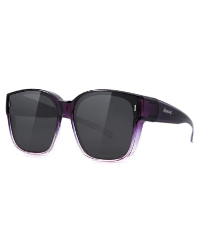Meeloog Large Polarized Fit Over Glasses Sunglasses for Women Men MST0110 - color: P1 Gradient Purple Frame/Black Lens