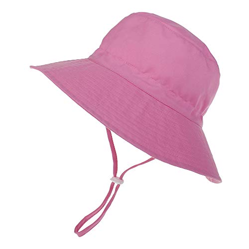Baby Sun Hat Toddler Beach Swim Hats UPF 50+ Summer Bucket Hat Kids Infant Wide Brim Adjustable Sun Hat for Baby Boy Girls - color: Pink, size: 6-24 Months