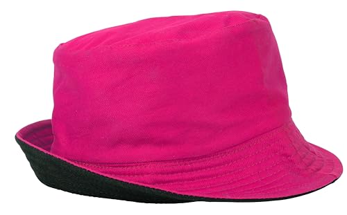 Gelante Reversible Bucket Hat for Men and Women - Cotton, Outdoor Sun Protection Bucket Hats. - color: Hot Pink/Black