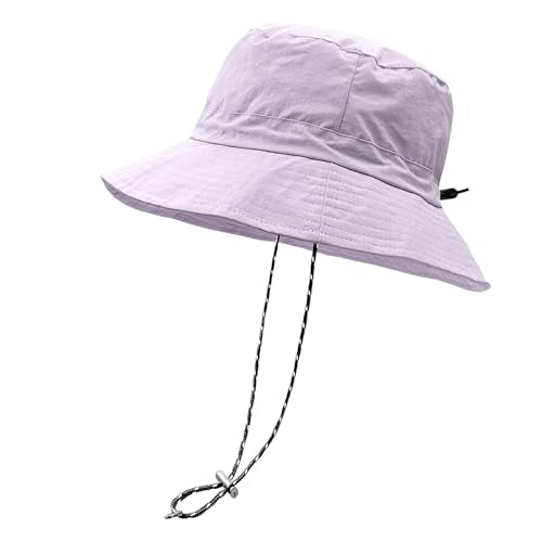 woogwin Waterproof Bucket Rain Hat with Chin Strap Quick Dry Packable Boonie Sun Hat Safari Hat UV Protection - color: Light Purple