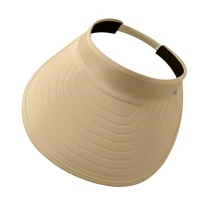 WANDER Sun Visor Hat Wide Brim Packable Large Beach Cap for Women - color: Khaki