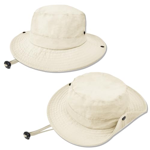 ZOORON Kids Sun Hat UPF 50+ Quick Dry Bucket Safari Hat for Girls and Boys - color: Beige