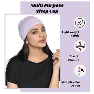 Chemo Hats Solid Sleep Cap Women's Bamboo Soft Headwear Cancer Cap Chemo Headwear Women - color: Lilac
