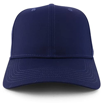 Trendy Apparel Shop High Crown Adjustable Plain Solid Baseball Cap - color: Navy