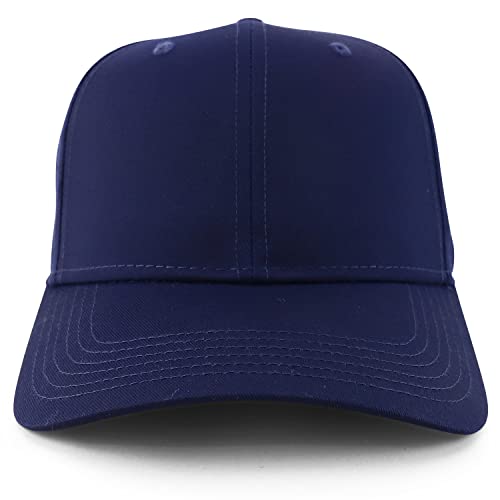 Trendy Apparel Shop High Crown Adjustable Plain Solid Baseball Cap - color: Navy