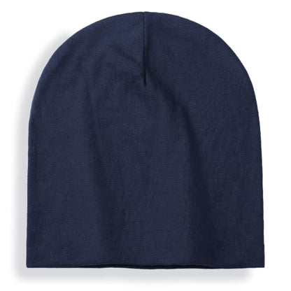 vidsel 100% Cotton Slouchy Beanie for Women Men, Thin Beanies Winter Hat - color: Navy Blue