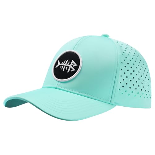 BASSDASH Unisex UPF 50+ Water Resistant Baseball Cap with Laser Cut Mesh - color: Seafoam, style: Regular