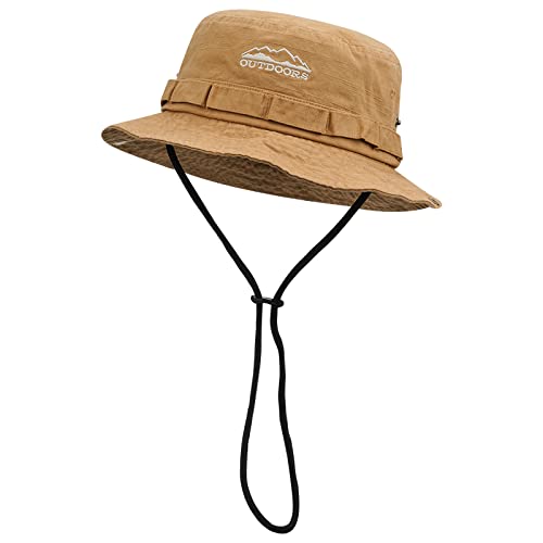 Clakllie Sun Hats for Women Men UV Protection Boonie Hats Summer Safari Jungle Hat Fishing Beach Hats UPF 50+ Camping Hats - color: S-dfh03-khaki