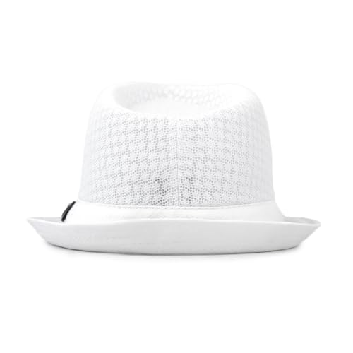 The Hat Depot Light Weight Classic Soft Cool Mesh Crushable Fedora hat - color: White, size: Large-X-Large