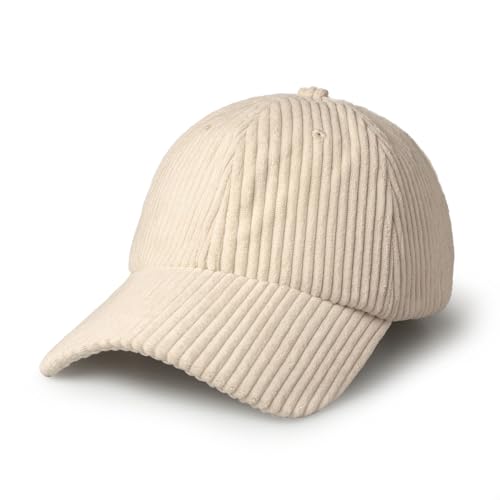 CHOK.LIDS Corduroy Baseball Cap Dad Hat Adjustable Polo Style Curved Brim - color: Ivory