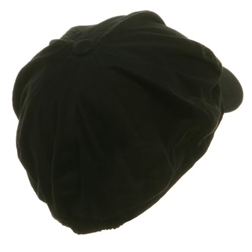e4Hats.com Cotton Elastic Newsboy Cap - color: Black, size: Medium-Large