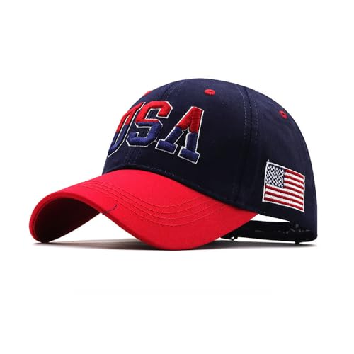 American Flag Baseball Caps Embroiderred USA Flag Patriotic Dad Hat Adjustable Trucker Hats for Men Women - color: Usa Flag Navy Blue