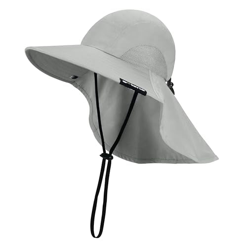 Solaris Small‑Head‑Fit Sun Hat with Neck Flap for Men & Women - color: #1 Gray, size: One Size
