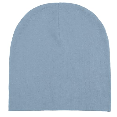 Thin 100% Cotton Fine-Knit Beanie Hat Slouchy Soft Chemo Skull Cap - color: 1-blue Denim