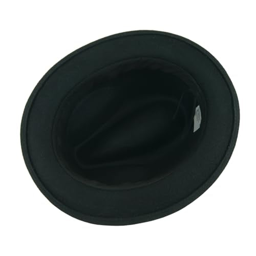 FREEBIRD99 Men's Wool Felt Trilby Hat Short Brim Fedora Hat - color: Black