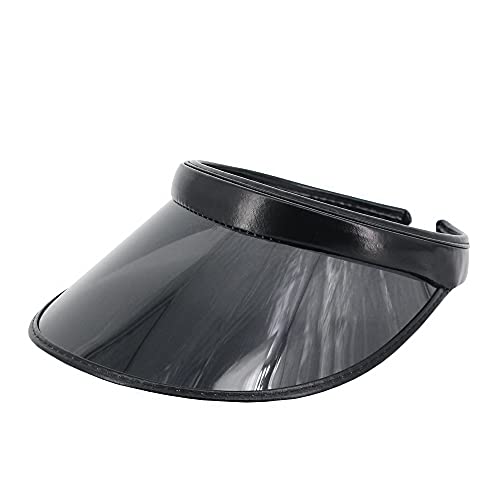 Surkat Women Sun Visors Hologram Wide Brim Thicker Sweatband UV Protective Sportswear Visors Sunhat - color: Pure Black