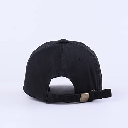 LANGZHEN Unisex Baseball Cap 100% Cotton Fits Men Women Washed Denim Adjustable Dad Hat - color: Black