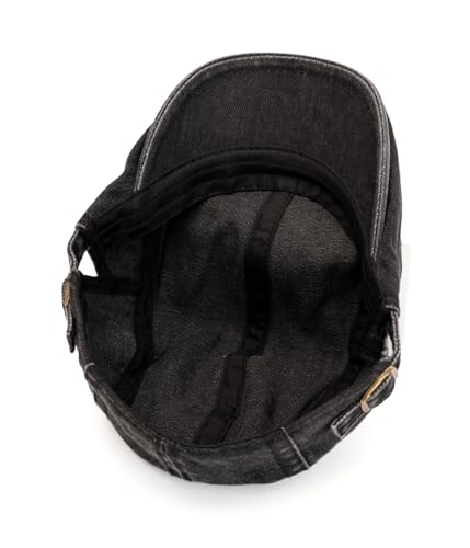 QHFHULV Newsboy Cap for Men Cotton Flat Gatsby Ivy Golf Cabbie Driving Hat - color: Classic Black