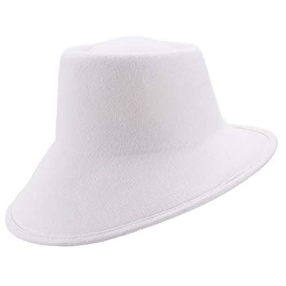 Lawliet Womens 100% Wool Felt Tilt Asymmetrical Brim Wedding Church Fedora Hat T289 - color: Ivory