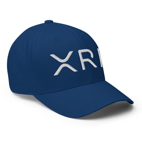 FX XRP Crypto Fitted Hat Embroidered Curved Bill Mid Crown Closed-Back Structured Twill Cap - color: Royal Blue, size: Small-Medium