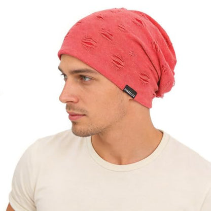 Ruphedy Men Slouchy Beanie Summer Long Oversize Thin Lightweight Skull Cap B011h - color: B405-rose, size: One Size