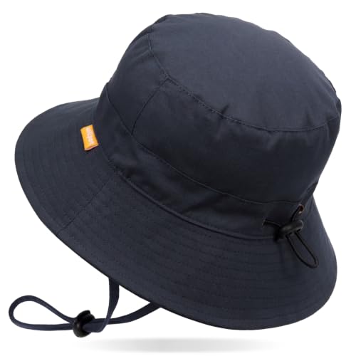 WILLPORT Kids Sun Hat,Adjustable Cotton Toddler Bucket Hat,0-6Y - color: Navy, size: 0-24 Months