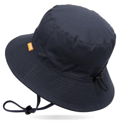 WILLPORT Kids Sun Hat,Adjustable Cotton Toddler Bucket Hat,0-6Y - color: Navy, size: 0-24 Months