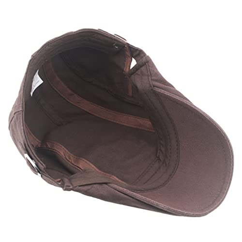 Quanhaigou Men's Cotton Flat Ivy Gatsby Newsboy Driving Hat Adjustable Irish Cabbie Ivy Driving Hunting Cap - color: Brown