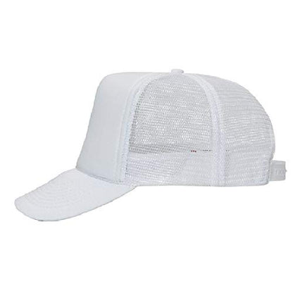 OTTO Polyester Foam Front 5 Panel High Crown Mesh Back Trucker Hat - color: White