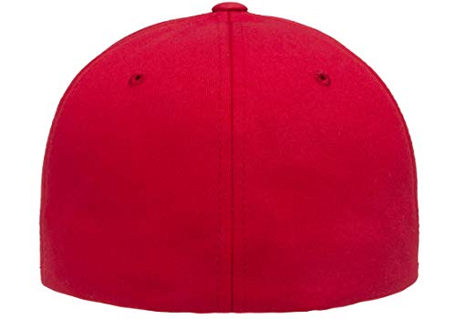 Flexfit Unisex Cotton Twill Fitted Baseball Cap, Red, Small-Medium
