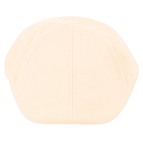 Men’s Flat Cap – 6 Panel Duckbill Ivy Hat, Lightweight Cotton Driving Cap with Elastic Band, Classic Newsboy Golf Hat - color: Cream