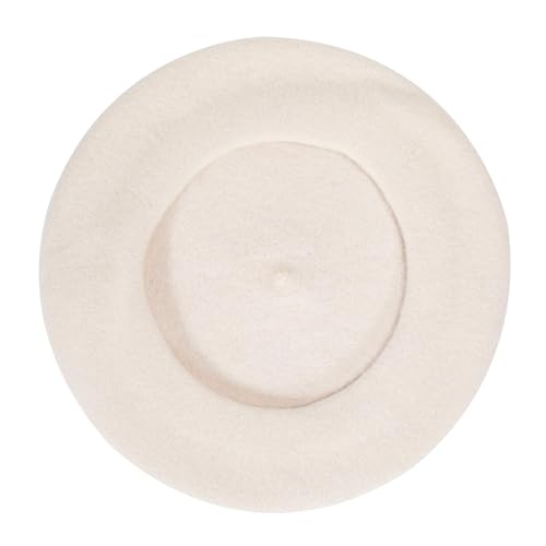 ZLYC Wool French Beret Hat Solid Color Classic Artist Cap for Women - color: Creamy-white