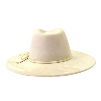 Fedora Hats for Women Man with Big Wide Brim Classic Suede Panama Hat Western Outdoor hat - color: Beige