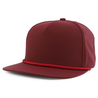 Trendy Apparel Shop 5 Panel Hybrid Perforated Rope Flatbill Snapback Cap - color: Burgundy