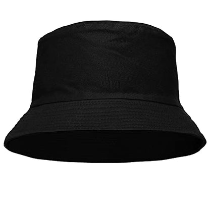 Falari Reversible Bucket Hat for Men Women Summer Travel Beach Outdoor Fishing Hat 100% Cotton - color: X1905-black