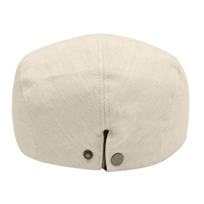 ZLYC Men Cotton Flat Cap Summer Scally Newsboy Beret Driver Hat - color: Back Buckle Beige