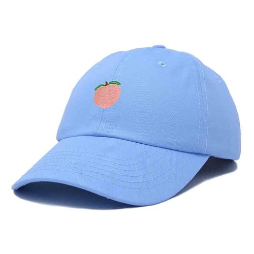 DALIX Peach Embroidered Dad Cap Cotton Baseball Hat Women - color: Light Blue