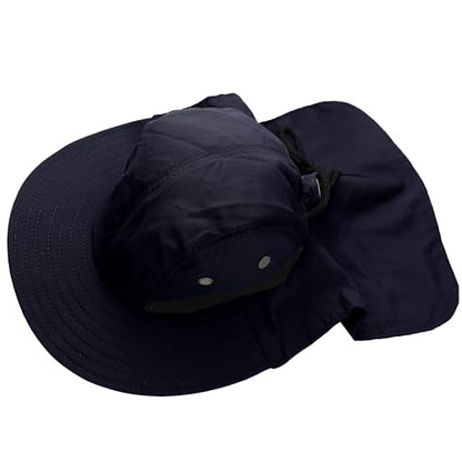 Falari Outdoor Sun Hat, Wide Brim with Neck Flap, Safari Hiking Gardening Fishing Hat - color: Navy