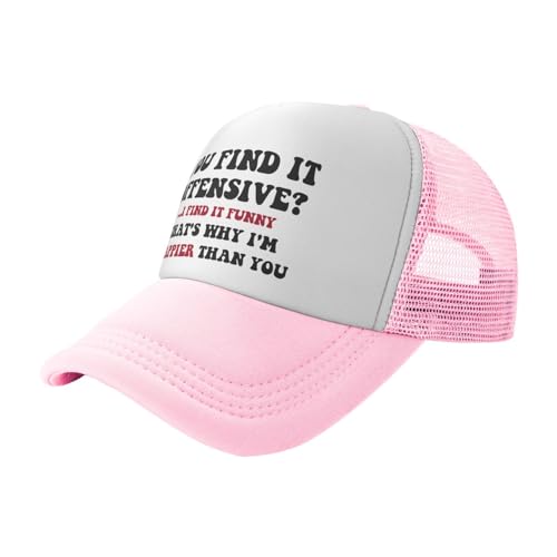 You Find It Offensive? I Find It Funny Trucker Hats for Women Pink Men Funny Slogan Pink Hats for Men - color: 1 Pink