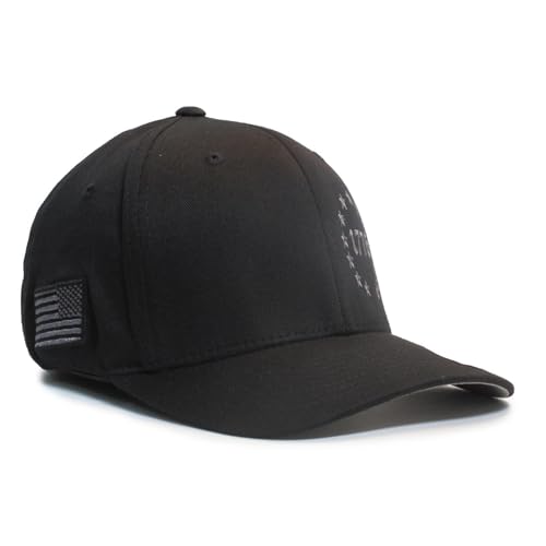 1776 Betsy Ross 13 Colonies 13 Stars 2A hat Black/Gray Cap Fit for Life Cap - size: Small-Medium