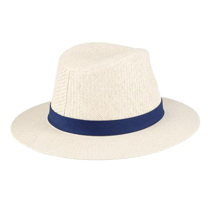 Dockers Men's Straw Fedora and Panama Hat - color: Navy Band, size: Large-X-Large