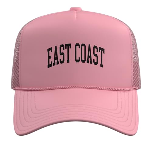 East Coast Vintage Style Trucker Hat with Adjustable Mesh Back - color: Pink