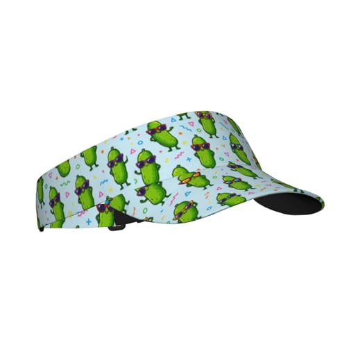 Unisex Sports Sun Visor Hats Adjustable Lightweight Packable Printed Empty Top Cap for Running Pickleball Golf Tennis - color: Funny Sunglasses Pickle