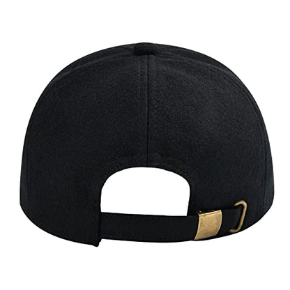 BOTVELA Men Wool Adjustable Tweed Baseball Cap - color: Black