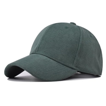 TOPTIE Suede Baseball Cap Hat, Adjustable 6 Panel Structured - color: Dark Green