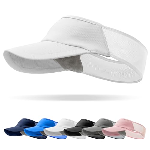 vidsel Sport Sun-Visor Hat Men Women, Summer UV Protection Stretchy Visor - color: White