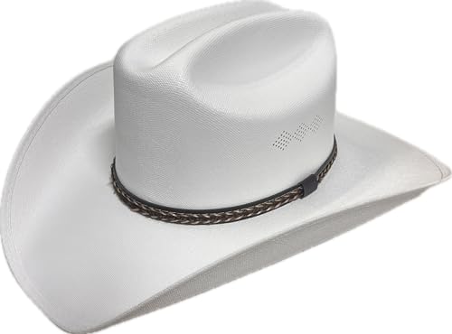 Mrlahat Western Cowboy & Cowgirl Hat Wide Brim Front Pinch Style - color: White, size: Small-Medium