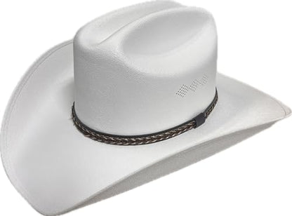 Mrlahat Western Cowboy & Cowgirl Hat Wide Brim Front Pinch Style - color: White, size: Small-Medium