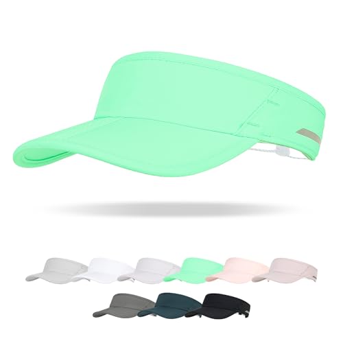 Sun Visor Caps Foldable Brim Adjustable Visor Hats for Women Men - color: 2# Mintgreen
